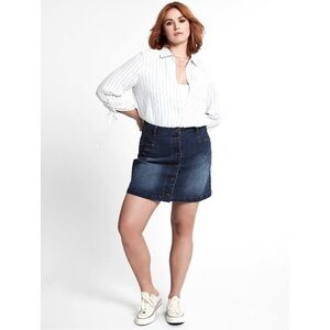 Frye Women's Mid Rise Corset Mini Skirt Denim Jean Culver Wash 18W